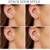 imageTURANDOSS 3 Pairs Stud Earrings Set for Women  14K Gold Plated Hypoallergenic Round Cubic Zirconia Stud Earrings Dainty Everyday Multiple Piercings Jewelry for Women Teen GirlsGold  CZ stud earringsWhite