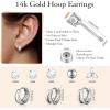 imageTurandoss 14K Gold Plated Hoop Stud Earrings for Women Hypoallergenic Stackable Huggie Earrings for Multiple Piercings Dainty Cartilage Lobe Jewelry SetSilver Plated