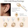 imageTurandoss 14K Gold Plated Hoop Stud Earrings for Women Hypoallergenic Stackable Huggie Earrings for Multiple Piercings Dainty Cartilage Lobe Jewelry Set14K Gold Plated