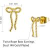 imageTurandoss Bow Earrings for Women Trendy Cubic Zirconia Earrings Twisted Rope Bow Stud Earring Artificial Pearl Hoop Earrings Cute Unique Birthday Jewelry Gift for Teen GirlsBow Stud