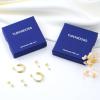 imageTurandoss Gold Earrings Set for Women Trendy  14K Gold Plated Chunky Hoops Hypoallergenic Huggie Cubic Zirconia Earrings Dainty Stud Cartilage Earring for Multiple Piercing