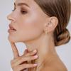 imageTurandoss Gold Earrings Set for Women Trendy  14K Gold Plated Chunky Hoops Hypoallergenic Huggie Cubic Zirconia Earrings Dainty Stud Cartilage Earring for Multiple Piercing