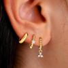 imageTurandoss Gold Earrings Set for Women Trendy  14K Gold Plated Hoops Huggie Cubic Zirconia Earrings Dainty Hoop Hypoallergenic Dangle Drop Earring Set for Multiple PiercingBraided rope with three zircons