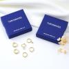 imageTurandoss Gold Earrings Set for Women Trendy  14K Gold Plated Hoops Huggie Cubic Zirconia Earrings Dainty Hoop Hypoallergenic Dangle Drop Earring Set for Multiple PiercingBraided rope with three zircons