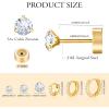 imageTurandoss Gold Earrings for Women 14K Gold Plated Hypoallergenic Flat Back Earrings for Women Stud Hoop Cartilage Earring Set for Multiple Piercing Sensitive Ears Small CZ Jewelry14K Gold Plated