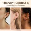imageTurandoss Gold Earrings for Women 14k Gold Plated Hypoallergenic Flat Back Earrings for Women Cartilage Earring Sets for Multiple Piercing Dainty Chain Earrings Trendy Jewelry14K Gold Plated