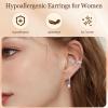 imageTurandoss Gold Earrings for Women 14k Gold Plated Hypoallergenic Flat Back Earrings for Women Cartilage Earring Sets for Multiple Piercing Dainty Chain Earrings Trendy JewelrySilver Plated