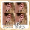 imageTurandoss Gold Earrings for Women Hypoallergenic Surgical Stainless Steel Flat Back Stud Earrings Set Dangle Chain Huggie Earring Stacks Cartilage Earrings for Women Multiple Piercing Jewelry GiftsSilver Plated