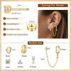 imageTurandoss Gold Earrings for Women Hypoallergenic Surgical Stainless Steel Flat Back Stud Earrings Set Dangle Chain Huggie Earring Stacks Cartilage Earrings for Women Multiple Piercing Jewelry Gifts14K Gold Plated