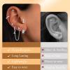 imageTurandoss Gold Earrings for Women Hypoallergenic Surgical Stainless Steel Flat Back Stud Earrings Set Dangle Chain Huggie Earring Stacks Cartilage Earrings for Women Multiple Piercing Jewelry GiftsSilver Plated