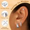 imageTurandoss Gold Earrings for Women Hypoallergenic Surgical Stainless Steel Flat Back Stud Earrings Set Dangle Chain Huggie Earring Stacks Cartilage Earrings for Women Multiple Piercing Jewelry GiftsSilver Plated