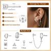 imageTurandoss Gold Earrings for Women Hypoallergenic Surgical Stainless Steel Flat Back Stud Earrings Set Dangle Chain Huggie Earring Stacks Cartilage Earrings for Women Multiple Piercing Jewelry GiftsSilver Plated