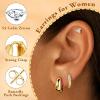 imageTurandoss Gold Earrings for Women Hypoallergenic Surgical Stainless Steel Flat Back Stud Earrings Set Dangle Chain Huggie Earring Stacks Cartilage Earrings for Women Multiple Piercing Jewelry Gifts14K Gold Plated
