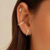 imageTurandoss Gold Earrings for Women Trendy  3 Pairs Gold Plated Dainty Cubic Zirconia Huggie Stud Hoop Earrings Simple Hypoallergenic Cartilage Earring Stacks Set for Women Jewelry GiftsCZ X StudHoop