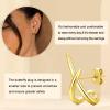 imageTurandoss Gold Earrings for Women Trendy  3 Pairs Gold Plated Dainty Cubic Zirconia Huggie Stud Hoop Earrings Simple Hypoallergenic Cartilage Earring Stacks Set for Women Jewelry GiftsSmooth X StudCZ Stud