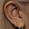 imageTurandoss Gold Earrings for Women Trendy  3 Pairs Gold Plated Dainty Cubic Zirconia Huggie Stud Hoop Earrings Simple Hypoallergenic Cartilage Earring Stacks Set for Women Jewelry GiftsCZ X StudBead