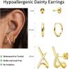 imageTurandoss Gold Earrings for Women Trendy  3 Pairs Gold Plated Dainty Cubic Zirconia Huggie Stud Hoop Earrings Simple Hypoallergenic Cartilage Earring Stacks Set for Women Jewelry GiftsCZ X StudBead