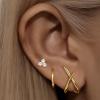 imageTurandoss Gold Earrings for Women Trendy  3 Pairs Gold Plated Dainty Cubic Zirconia Huggie Stud Hoop Earrings Simple Hypoallergenic Cartilage Earring Stacks Set for Women Jewelry GiftsSmooth X StudCZ Stud