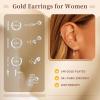 imageTurandoss Gold Hoop Earrings for Women 14K Gold Plated Hypoallergenic Flat Back Earrings Cartilage Dangle Earrings Set for Trendy WomenSilver Plated