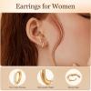 imageTurandoss Gold Hoop Earrings for Women 14k Gold Plated Hypoallergenic Cartilage Earrings for Women Flat Back Earring Sets for Multiple Piercing14K Gold Plated