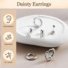 imageTurandoss Gold Hoop Earrings for Women 14k Gold Plated Hypoallergenic Cartilage Earrings for Women Flat Back Earring Sets for Multiple PiercingSilver Plated