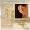 imageTurandoss Gold Hoop Earrings for Women Hypoallergenic Flat Back Earrings for Sensitive Ears 14K Gold Plated Earring Stacks Cartilage Earrings for Daily ampamp Special Occasion14K Gold Plated
