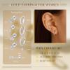 imageTurandoss Gold Hoop Earrings for Women Hypoallergenic Flat Back Earrings for Sensitive Ears 14K Gold Plated Earring Stacks Cartilage Earrings for Daily ampamp Special OccasionSilver Plated