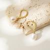 imageTurandoss Gold Pearl Earrings for Women Trendy  14K Gold Plated Hypoallergenic Pearl Stud Earrings Huggie Drop Dangle Earring Bridesmaid Wedding Jewelry Gifts for Women GirlsDangle Pearl Earrings