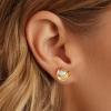 imageTurandoss Gold Pearl Earrings for Women Trendy  14K Gold Plated Hypoallergenic Pearl Stud Earrings Huggie Drop Dangle Earring Bridesmaid Wedding Jewelry Gifts for Women GirlsRound Caged Stud Earrings