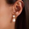 imageTurandoss Gold Pearl Earrings for Women Trendy  14K Gold Plated Hypoallergenic Pearl Stud Earrings Huggie Drop Dangle Earring Bridesmaid Wedding Jewelry Gifts for Women GirlsDouble Pearl Dangle Earrings