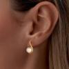 imageTurandoss Gold Pearl Earrings for Women Trendy  14K Gold Plated Hypoallergenic Pearl Stud Earrings Huggie Drop Dangle Earring Bridesmaid Wedding Jewelry Gifts for Women GirlsPearl Drop Earrings
