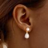 imageTurandoss Gold Pearl Earrings for Women Trendy  14K Gold Plated Hypoallergenic Pearl Stud Earrings Huggie Drop Dangle Earring Bridesmaid Wedding Jewelry Gifts for Women GirlsDouble Pearl Dangle Earrings