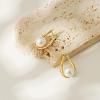 imageTurandoss Gold Pearl Earrings for Women Trendy  14K Gold Plated Hypoallergenic Pearl Stud Earrings Huggie Drop Dangle Earring Bridesmaid Wedding Jewelry Gifts for Women GirlsPearl Drop Earrings