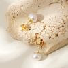 imageTurandoss Gold Pearl Earrings for Women Trendy  14K Gold Plated Hypoallergenic Pearl Stud Earrings Huggie Drop Dangle Earring Bridesmaid Wedding Jewelry Gifts for Women GirlsPearl Gold Stud Earrings