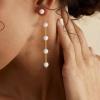 imageTurandoss Gold Pearl Earrings for Women Trendy  14K Gold Plated Hypoallergenic Pearl Stud Earrings Huggie Drop Dangle Earring Bridesmaid Wedding Jewelry Gifts for Women GirlsLong Pearl Dangle Earrings