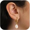 imageTurandoss Gold Pearl Earrings for Women Trendy  14K Gold Plated Hypoallergenic Pearl Stud Earrings Huggie Drop Dangle Earring Bridesmaid Wedding Jewelry Gifts for Women GirlsPearl Hoop Earrings
