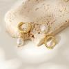 imageTurandoss Gold Pearl Earrings for Women Trendy  14K Gold Plated Hypoallergenic Pearl Stud Earrings Huggie Drop Dangle Earring Bridesmaid Wedding Jewelry Gifts for Women GirlsPearl Hoop Earrings