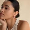 imageTurandoss Gold Pearl Earrings for Women Trendy  14K Gold Plated Hypoallergenic Pearl Stud Earrings Huggie Drop Dangle Earring Bridesmaid Wedding Jewelry Gifts for Women GirlsCubic Zircon Dangle Earrings