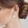 imageTurandoss Gold Pearl Earrings for Women Trendy  14K Gold Plated Hypoallergenic Pearl Stud Earrings Huggie Drop Dangle Earring Bridesmaid Wedding Jewelry Gifts for Women GirlsDouble Pearl Dangle Earrings