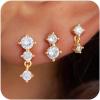 imageTURANDOSS 3 Pairs Stud Earrings Set for Women  14K Gold Plated Hypoallergenic Round Cubic Zirconia Stud Earrings Dainty Everyday Multiple Piercings Jewelry for Women Teen GirlsGold  CZ stud earringsWhite