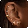 imageTurandoss 14K Gold Plated Hoop Stud Earrings for Women Hypoallergenic Stackable Huggie Earrings for Multiple Piercings Dainty Cartilage Lobe Jewelry Set14K Gold Plated