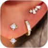 imageTurandoss 14K Gold Plated Stud Earrings for Women Trendy  Gold Hypoallergenic Huggie Cubic Zirconia Studs Earrings for Women Dainty Stud Cartilage Dangle Drop Earring Set for Multiple PiercingGeometric elements