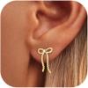 imageTurandoss Bow Earrings for Women Trendy Cubic Zirconia Earrings Twisted Rope Bow Stud Earring Artificial Pearl Hoop Earrings Cute Unique Birthday Jewelry Gift for Teen GirlsBow Stud