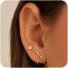 imageTurandoss Gold Earrings for Women Trendy  3 Pairs Gold Plated Dainty Cubic Zirconia Huggie Stud Hoop Earrings Simple Hypoallergenic Cartilage Earring Stacks Set for Women Jewelry GiftsSmooth X StudClip on