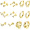 imageTurandoss Small Hoop Earrings for Women 8 Pairs Hypoallergenic Dainty Earring Stacks Sets Cartilage Earrings for Multiple Piercing Piercing Jewelry14K Gold Plated