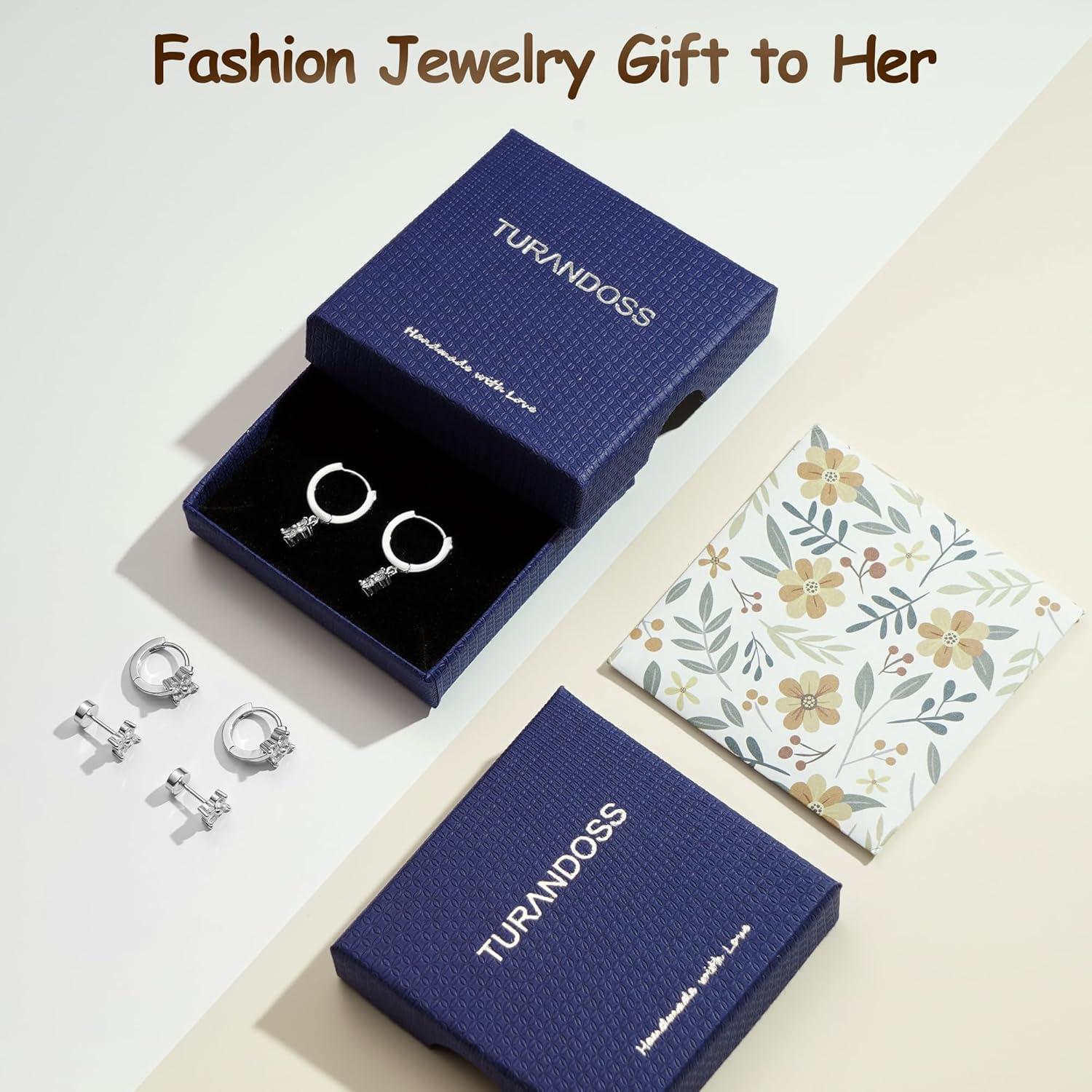 imageTurandoss Hoop Earrings Set for Women14K Gold Plated Hypoallergenic Stud ampamp Hoop Earrings Trendy Earring Stacks for Multiple PiercingSilver2