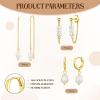imageTurandoss 14K Gold Plated Pearl Earrings Set for Women Dainty Pearl Hoop Earrings Stacks Hypoallergenic Dangle Earrings Jewelry Gift14K Gold Plated