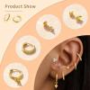 imageTurandoss 6 Pairs Gold Hoop Earrings Set for Women 14K Gold Plated Huggie Earrings Hypoallergenic Sterling Silver Posts Dainty Earring Stack Set for Multiple Piercings14K Gold Plated
