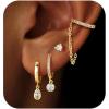 Gold Plated Dangle Earring Sets With Cuff