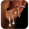 Silver Plated Dangle Earring Sets With Cuff